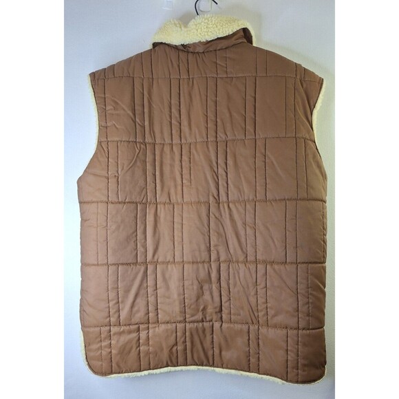 Men's Vtg Sherpa Lined Puffer Vest XXL Snap Button Cabincore Outdoor Gorpcore - Picture 2 of 12